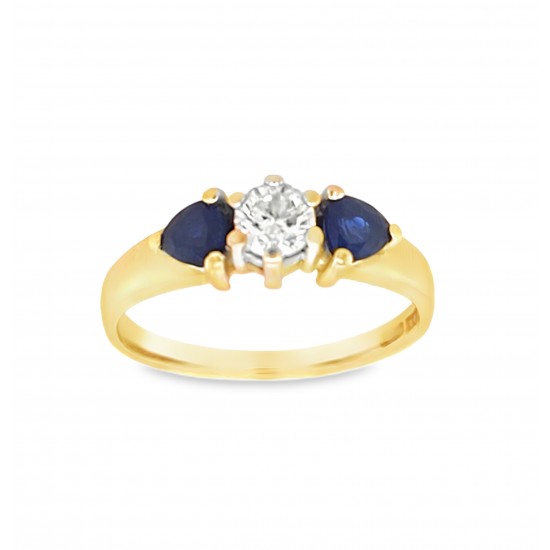 Pre Owned 18ct Sapphire and Diamond Dress Ring ZA692